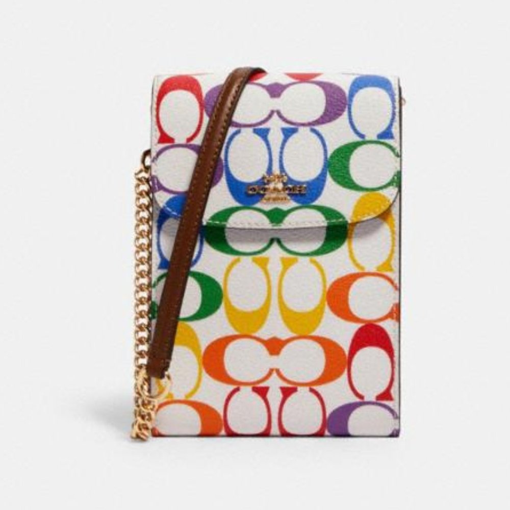 RACHEL PHONE CROSSBODY IN RAINBOW SIGNATURE CANVAS